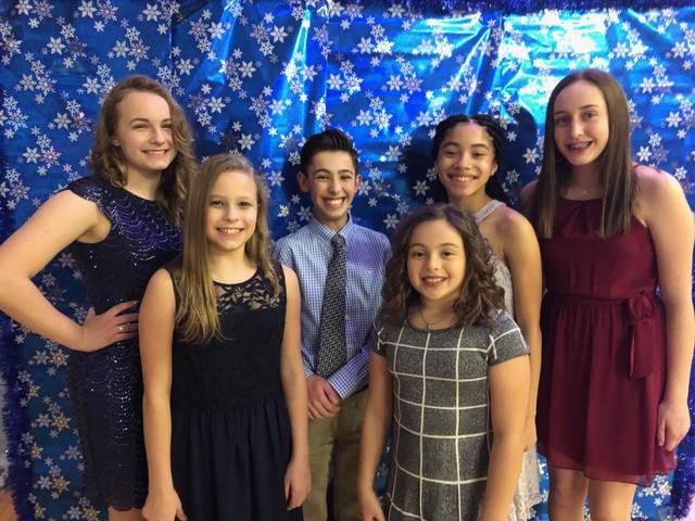 navy blue dress for baby girl Winter Wonderland Dance held at Holy Rosary School in Duryea