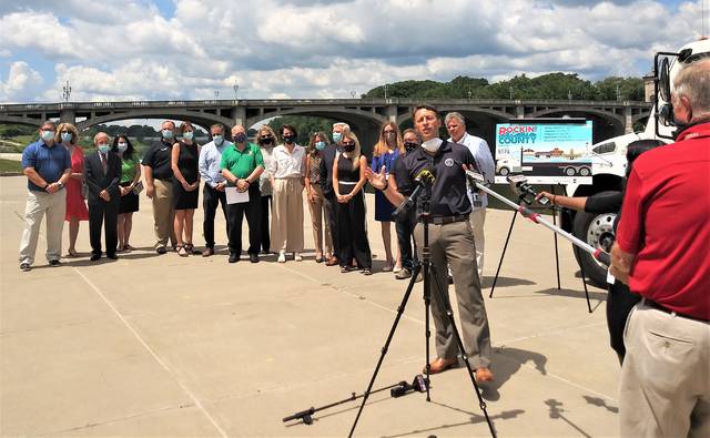 125258884_web1_concert
With supporters in attendance, Luzerne County Manager C. David Pedri stood at the River Common along the Susquehanna River in Wilkes-Barre Monday to announce a traveling concert series.
Jennifer Learn-Andes | Times Leader