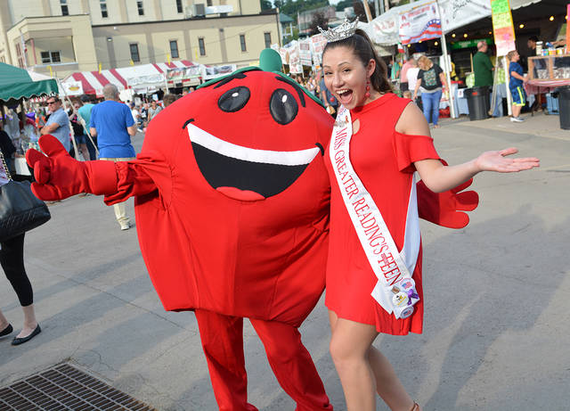 125297474_web1_2020-Tomato-Fest-Canceled-1
Former Miss Tomato Queen and Wyoming native Britney Cheskiewicz, poses with the 2019 Tomato Festival mascot. After looking at the most recent data and a resurgence in coronavirus cases, Mayor Michael Lombardo announced Tuesday that the 37th annual festival is being canceled for 2020.
Tony Callaio | For Times Leader