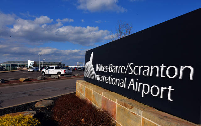 125562989_web1_WBScrantonInternationalAirport4
A sign for the Wilkes-Barre/Scranton International Airport is seen in this file photo. During its virtual monthly board meeting Thursday, the Bi-county Airport Board heard another dismal report on passenger activity, but also learned that business at the airports restaurant is slightly on the upswing.