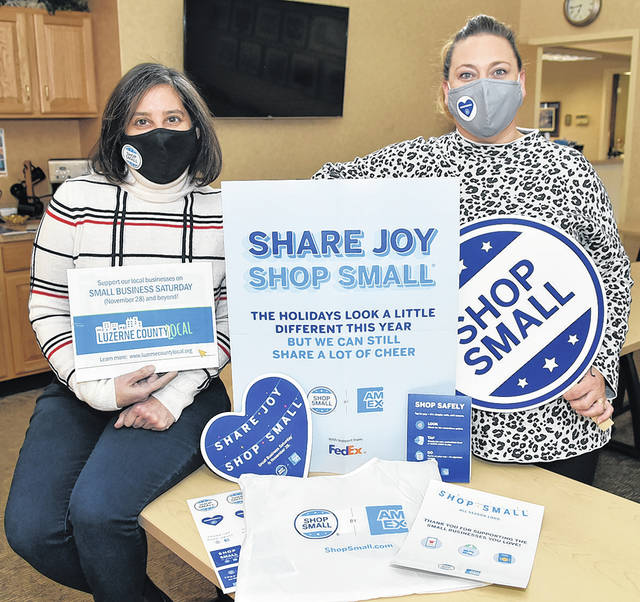 126033123_web1_GPCC-Small-Business-Saturday-1
Greater Pittston Chamber of Commerces Michelle Mikitish, left, executive director, and Brandi Bartush, administrator/events coordinator, are promoting Small Business Saturday through the Share Joy Shop Small campaign for the week leading up to Small Business Saturday on Nov. 28.
Tony Callaio | For Sunday Dispatch
