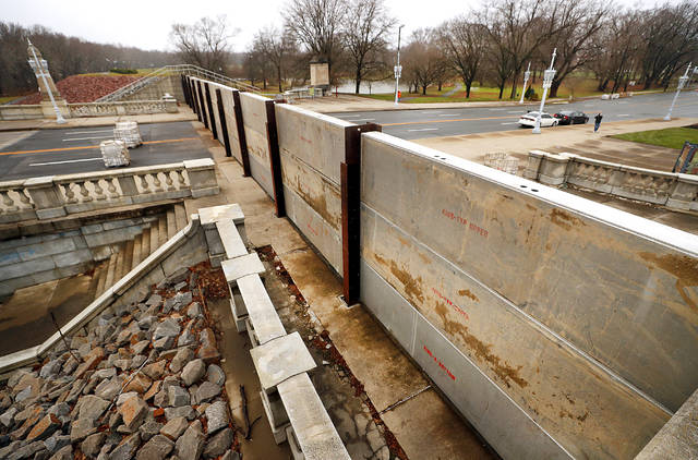 <p>The installed floodgate is seen on the Market Street Bridge with Kirby Park in the background on Christmas Day.</p>
<p>Fred Adams | For Times Leader</p>
