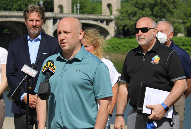 <p>Will Beekman, general manager of the Mohegan Sun Arena, announces the bands that will play the Rockin’ the River series this summer in Wilkes-Barre on Thursday morning.</p>
<p>Joe Soprano | Times Leader</p>