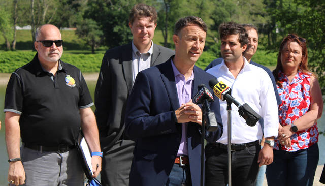 <p>Luzerne County Manager C. David Pedri announces the return of the Rockin’ the River series Thursday morning in Wilkes-Barre.</p>
<p>Joe Soprano | Times Leader</p>