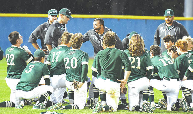 <p>Wyoming Area head coach Rob Lemoncelli (center) gets emotional after the 7th inning come-from-behind victory over Bonner/Prendergast Catholic 5-4. The Warriors are in the PIAA State AAAA final at Penn State.</p>
<p>Tony Callaio | For Times Leader</p>