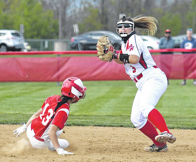 127278830_web1_PA-Crestwood-GSB-3
Pittston Areas shortstop Tori Para, pictured making a play at second base during a game this past season, was named first-team Class 5A all-state, along with teammate Sage Weidlich.
Tony Callaio file photo | Pittston Dispatch