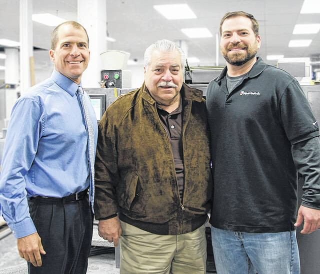 <p>Greater Pittston YMCA Corporate Distinction Award recipient Independent Graphics. Shown from left: Lou Ciampi, Jr., the late Lou Ciampi, Sr., Jimmy Ciampi.</p>