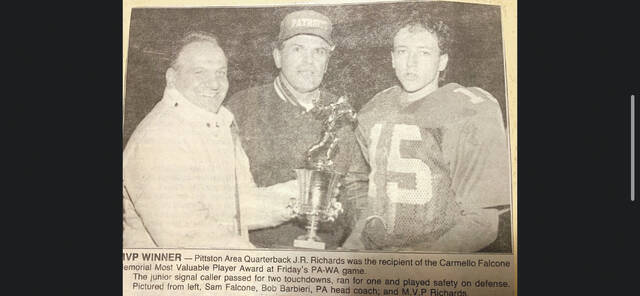 <p>Pictured is a newspaper clipping from a past awarding of the Carmello Falcone MVP Trophy.</p>
<p>Submitted photo</p>