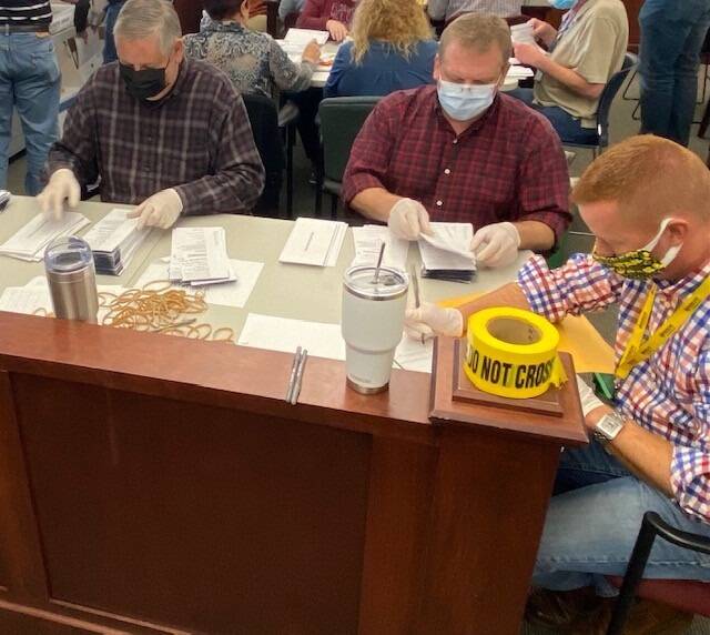 128031364_web1_Pre-canvass-2
Workers pre-canvass mail-in ballots in Luzerne County during the 2020 election. Luzerne Countys Election Board is sending letters this week as part of its effort to learn why this years general election mail ballots were not received from by some voters who requested them.
File photo