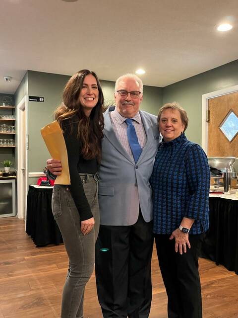 <p>Luzerne County Controller Walter Griffith is flanked by his daughter, Samantha Griffith Ward, and his wife, Mary Jo, during his swearing-in ceremony Monday night at Leggio’s Italian Restaurant in Dallas.</p>
<p>Submitted photos</p>