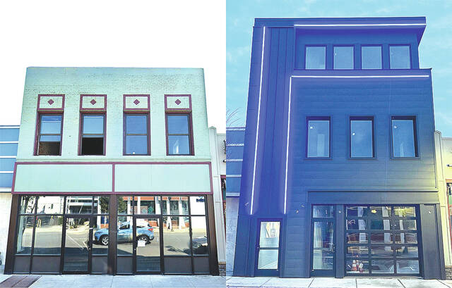 128100754_web1_Bresnahan-Projects-1-copy
The photo shows 14 S. Main St., Pittston, before remodel on the left, and after with a third story added. Building owner Robert Bresnahan Jr. will be looking for a retailer for the first floor as well as occupants on the second and third floors containing four apartments.
Google Maps/submitted photo