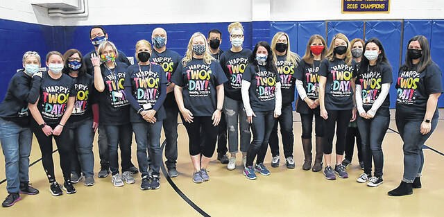 <p>Wyoming Area Catholic faculty members adorned in a festive shirt noting 2-22-2022. Left to right: Erin Weiss, Ali Baur, Josie Toomey, Jimmy Renfer, Theresa Sabetta, June Galicki, Jerry Renfer, Dana Ungureit, Rick Shuleski, Tina Turner-Davala, Tiffany Callaio, Amy Rosencrance, Toni Griseto, Stephanie DePhillips, Angela DeLayo, Nicole Cirelli, Jill Grasso-Mizwinski.</p>
<p>Tony Callaio | For Sunday Dispatch</p>