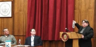 
			
				                                Luzerne County Acting Manager Romilda Crocamo presents information to council at the courthouse Tuesday as part of its public interviews of three finalists for the permanent county manager position, with Council members Kevin Lescavage, at left, and Gregory Wolovich Jr. observing.
                                 Jennifer Learn-Andes | Times Leader

			
		