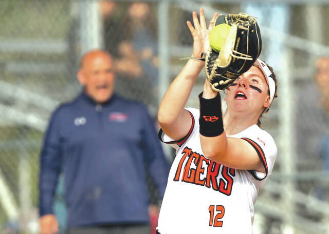 <p>Tunkhannock third baseman caught a fly ball in the fourth inning against Pittston Monday.</p>
<p>Fred Adams | For Sunday Dispatcj</p>