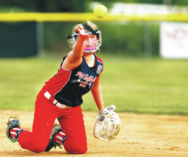 <p>Pittston Area second baseman Lydia Luvender makes the throw to first for an out in the final inning to help preserve a one-run lead.</p>
<p>Fred Adams | For Times Leader</p>
