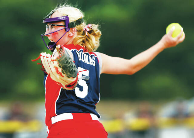 <p>Pittston Area starting pitcher Ava Thomas struck out 10 in 4.1 innings of work on Thursday to pick up the win.</p>
<p>Fred Adams | For Times Leader</p>