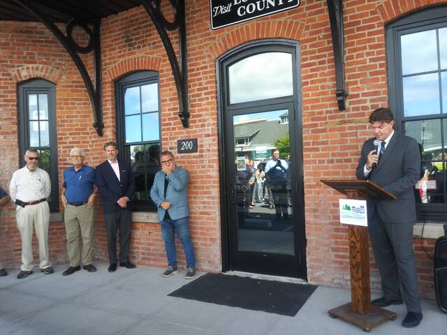 <p>Luzerne County Tourism Executive Director Alan Stout speaks about the history of the former train station in downtown Wilkes-Barre, which now houses the county tourism office.</p>
<p>Jennifer Learn-Andes | Times Leader</p>