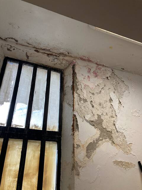 128891122_web1_prison
Luzerne County Council unanimously agreed to earmark $835,000 more to repair leaks that are causing damage at the county Correctional Facility in Wilkes-Barre, as shown in this photo.
Submitted photo