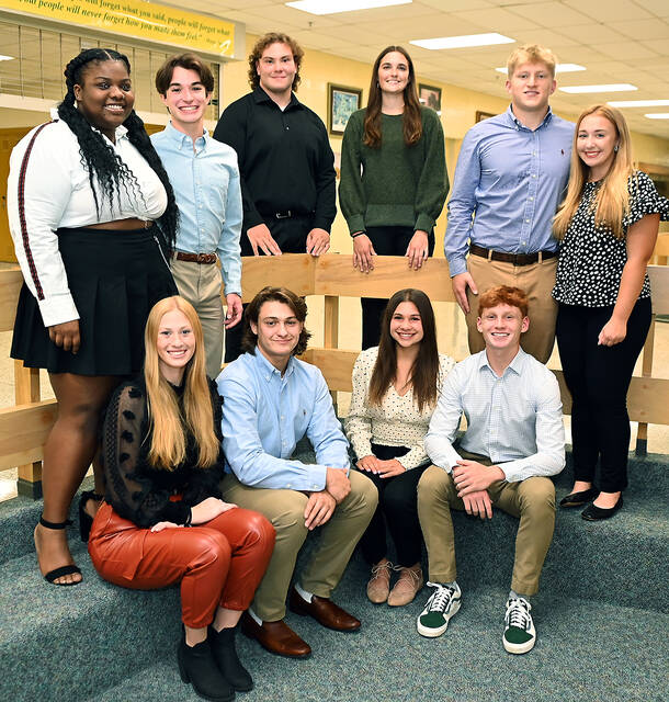 128944843_web1_WA-2022-Homecoming-Court
The 2022 homecoming court was announced at Wyoming Area. The king and queen will be announced at a pep rally on Friday, Oct. 7, at the Secondary Centers gym. Pictured from left, seated: Jocelyn Williams, Joseph Marranca, Bianca Pizano and Casey Noone; standing: Jakiyah Spellman, Patrick Branley, Ethan Speece, Anna Wisnewski, Riley Knaub and Ella Rau.
Tony Callaio | For Sunday Dispatch