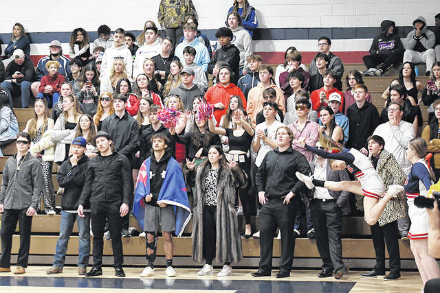 129396136_web1_PA-WScranton-Boys-BB-9
Pittston Area cheerleaders and the schools student section did all they could do during Casino Night at the game to cheer on their Patriots.