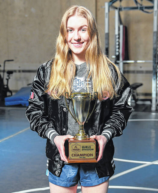 129458088_web1_Stoshak-Sem-Wrestling-Champ
Wyoming Seminary junior and West Wyoming resident Tiffany Stoshak is a national champion wrestler in the 100-pound division at the National Prep Wrestling Championships. She was one of Wyomimg Seminarys six individual national champions. Sem also finished first as a team at the event at Show Place Arena in Upper Marlboro, Maryland.
Submitted photo