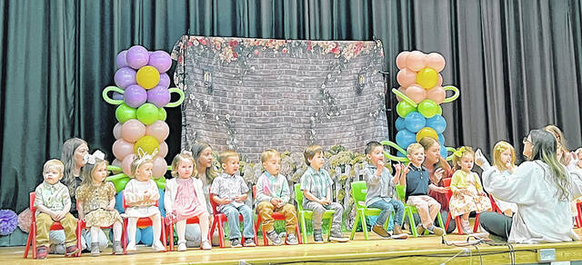 <p>Miss Kelly’s class of 2-year-olds and 3-years-old perform at the wpring whow. Kelly Argenio, far right, is the owner of Tiny Learners Learning Center, Exeter.</p>
<p>Submitted photo</p>