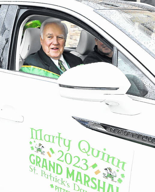 <p>Marty Quinn is shown as the 2023 Grand Marshal of the 10th Annual Pittston St. Patrick’s Parade earlier this year.</p>
<p>Tony Callaio file photo | For Sunday Dispatch</p>