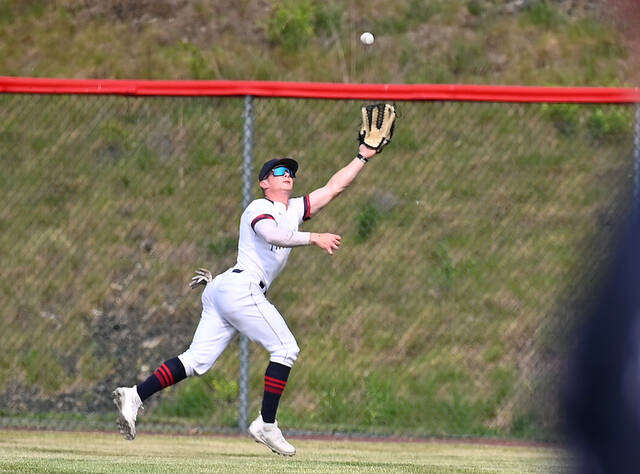 <p>Patriot center fielder Drew DeLucca runs down Shikellamy’s Brady Wilson flyball for an out.</p>
<p>Tony Callaio | For Times Leader</p>