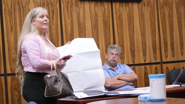 <p>Wyoming Borough property owner Emily Kopiak, left, raised complaints Thursday about a new Sheetz slated for construction adjacent to her residence.</p>
<p>Jennifer Learn-Andes | Times Leader</p>