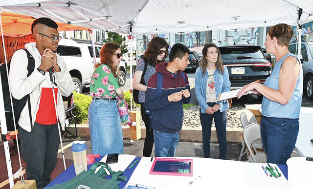 <p>Mary Kroptavich, far right, City of Pittston’s Main Street manager, gives instructions to four of the latest employees with the City. Right to left: Anthony Basilio, Shelby Shuma, Kristina Ramos, Melvin Villanueva, Kris Ahearn, MY Work Program work site trainer, Kroptavich.</p>
<p>Tony Callaio | For Sunday Dispatch</p>