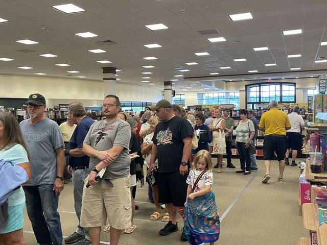 <p>Just a part of the large crowd that came out Friday evening for the book signing at Barnes & Noble in the Arena Hub Plaza.</p>
<p>Bill O’Boyle | Times Leader</p>