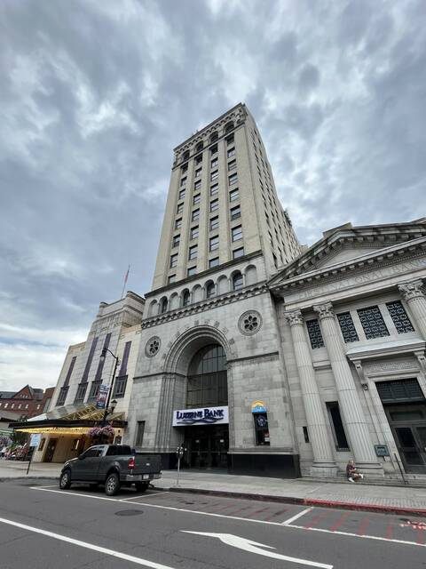 130272737_web1_thumbnail_IMG_4680
Two developers are now seeking Luzerne County funding for planned hotel projects in downtown Wilkes-Barre one at the former Hotel Sterling site on the corner of River and Market Streets and the other in the Luzerne Bank building and adjacent former First National Bank building on Public Square shown here.
Times Leader file photo