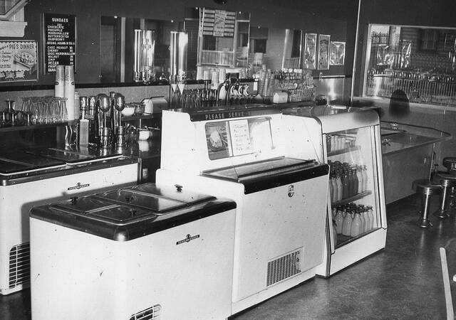 130461042_web1_Grablick-s-Pittston-2
The inside of Grablicks Dairy, Church St., Pittston, where sundaes were 25¢ in the middle of the last century.
Photo courtsey of Mary Portelli.