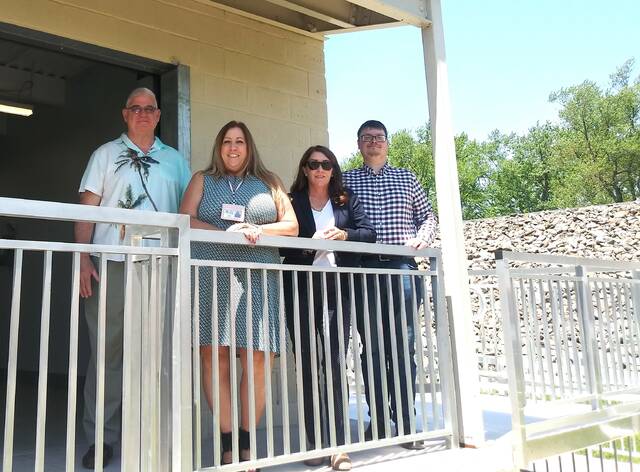 130630428_web1_levee1
Luzerne County officials checked out the new downstream Wyoming Valley Levee maintenance facility in Hanover Township, which was funded with a county federal American Rescue Plan allocation. From left, are: county council Vice Chairman Brian Thornton, county Budget/Finance Division Head Mary Roselle, and Council members LeeAnn McDermott and Gregory S. Wolovich Jr.
Jennifer Learn-Andes | Times Leader