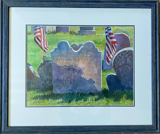 130788215_web1_Harding-Tombstone-1--1-
The 16-by-20-inch painting, by artist Sue Hand, of the Harding brothers tombstone that rests at the Jenkins-Harding Cemetery, West Pittston. The painting, in a custom and matted frame, is being auctioned off to benefit the Wet Pittston Historical Society.
Submitted