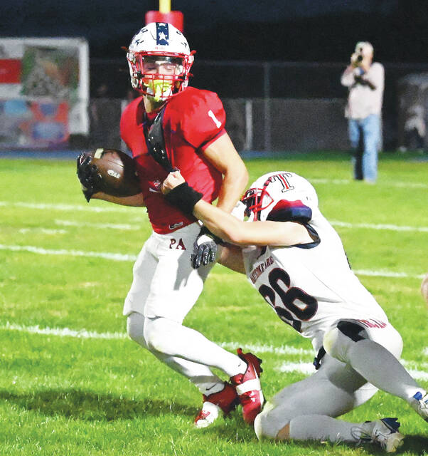 130923160_web1_PA-Nanticoke-ftbl-6
Pittston Area sophomore Lucas Lopresto scored four touchdowns in last Fridays 47-7 victory over Wyoming Valley West.
Tony Callaio file photo | For Times Leader