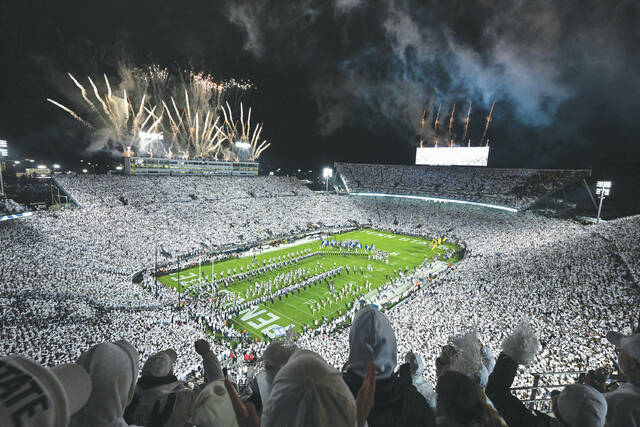 131051489_web1_AP23267041391218
Penn State had its first White Out game 20 years ago, but it has evolved into a much bigger spectacle over the years, becoming a highlight on the national schedule.
Barry Reeger | AP photo