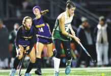 
			
				                                Wyoming Area’s Lucia Campenni keeps the ball moving as Boiling Springs Kayla Fry follows.
                                 Fred Adams | For Times Leader

			
		