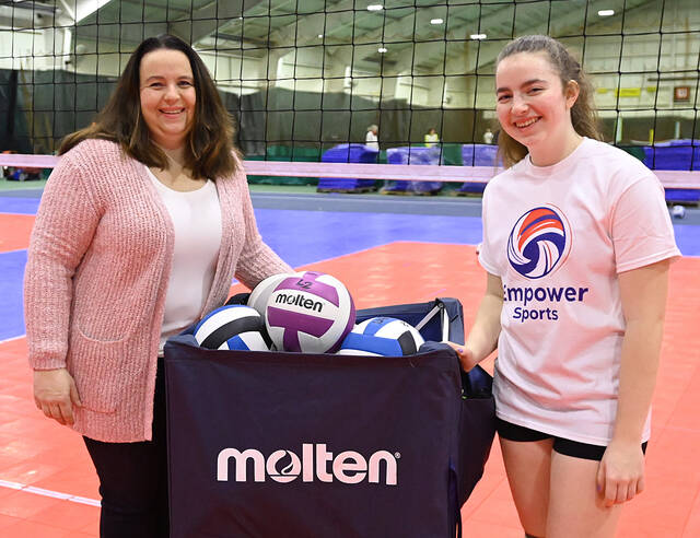 131142986_web1_Empower-Sports-1
Nicole Wentz, left, is now the owner of the long-time Kingston Indoor Tennis Club off of Rutter Ave., Kingston. Wentz stands with her daugther, Brielle, on one of three future volleyball courts.
Tony Callaio | For Times Leader
