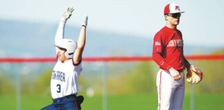
			
				                                Pittston Area’s Richard Tonte signals to his dugout after hitting a double in the second inning.
                                 Fred Adams | For Times Leader

			
		