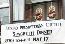 
			
				                                The Second Presbyterian Church, 143 Parsonage St., Pittston, will hold a takeout Spaghetti Dinner on May 17 from 3 p.m. to 5 p.m. Submitted photo
 
			
		