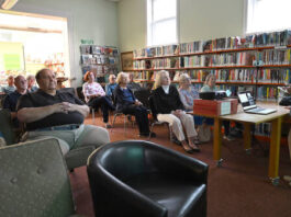 
			
				                                Mary Portelli, right, West Pittston Historical Society president, presented a program at the West Pittston Library featuring West Pittston artists.
                                 Tony Callaio | For Sunday Dispatch

			
		