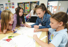 
			
				                                This foursome of Pittston Area third grade students formulate on how to create a magnet maze. Left to right: Savannah Slayton, Emma Ward, Lucy Sciandra, Reagan Nemic.
                                 Tony Callaio | For Sunday Dispatch

			
		