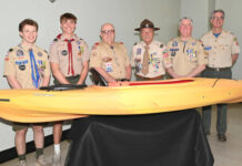 
			
				                                West Pittston Boy Scouts Troop 302 is the recipient of a kayak donated by the West Pittston Moose Lodge 1207. From left: Dan Feeney, Gavin Feeney, Ralph Salerno, Pat Messina, Dan Feeney Sr. and Kevin Bishop, Boy Scouts district executive.
                                 Tony Callaio | For Sunday Dispatch

			
		
