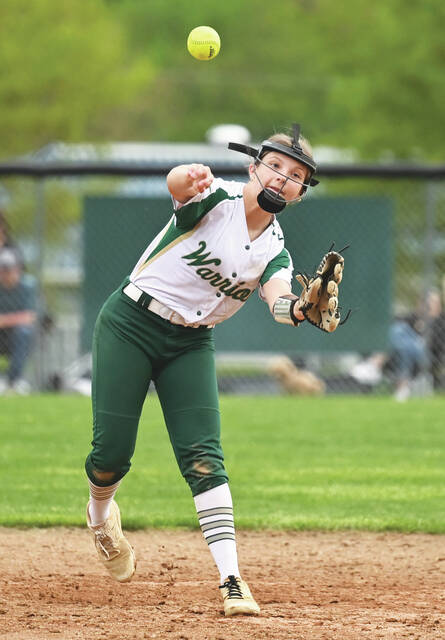 131503298_web1_WA-LL-sftbl-3
Warrior shortstop Arianna Gaylord fields an infield grounder and tosses to first for a Lake-Lehman out.
Tony Callaio | For Sunday Dispatch