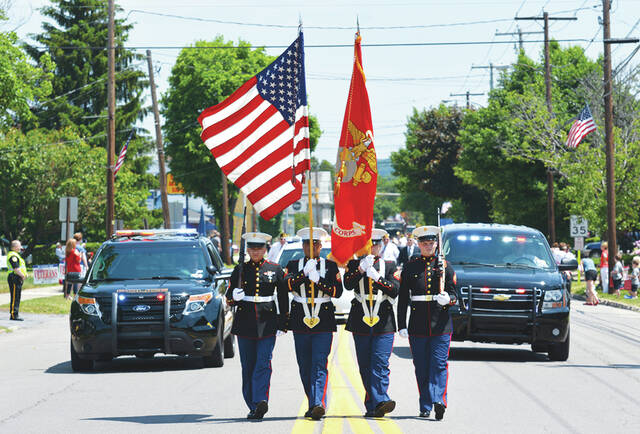 131516472_web1_2023-WP-Exeter-Mem-Parade-1
The Marine Corp. Color Guard will, once again, lead the West Pittston/Exeter Memorial Day Parade stepping off at 11:30 a.m. from the corner of Linden St. and Wyoming Ave., West Pittston, on May 26.
Tony Callaio file photo | For Sunday Dispatch