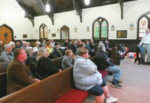 
			
				                                Approximately 60 people attended the program given by David Nagle, right, on local WWII heroes.
                                 Tony Callaio | For Sunday Dispatch

			
		