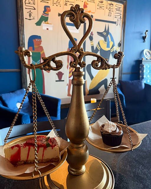 131535815_web1_image6
The menu has a rotating dessert experience that he refers to as the Weighing of the Heart Ceremony. Presented on a scales of justice, it represents the ancient Egyptian afterlife ritual of the heart being weighed against the feather of truth.
Submitted Photo