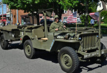 
			
				                                Carmen Falcone, Pittston, drives his refurbished Army Willy’s Jeep in the Wyoming-West Wyoming Memorial Day Parade.
                                 Tony Callaio | For Sunday Dispatch

			
		