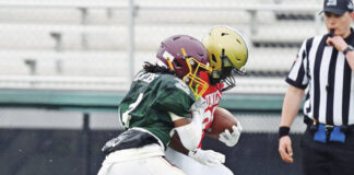 
			
				                                Wyoming Area’s Lidge Kellum crosses the goal line before Wyoming Valley West’s Carson Brown catches him at for a 15-yard touchdown for the Pioneers, Wednesday evening at Wyoming Area Stadium.
                                 Tony Callaio | For Sunday Dispatch

			
		